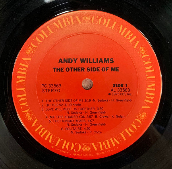 Andy Williams : The Other Side Of Me (LP,Album,Stereo)