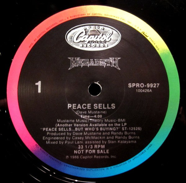 Megadeth : Peace Sells (RRR Radio Ready Rock Remix) (12",33 ⅓ RPM,Promo)