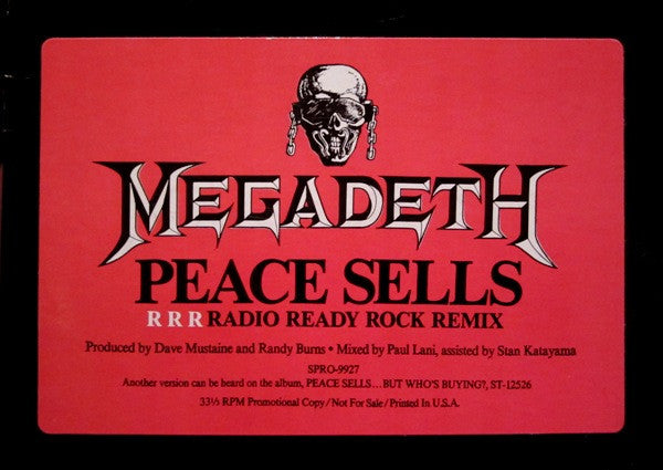 Megadeth : Peace Sells (RRR Radio Ready Rock Remix) (12",33 ⅓ RPM,Promo)