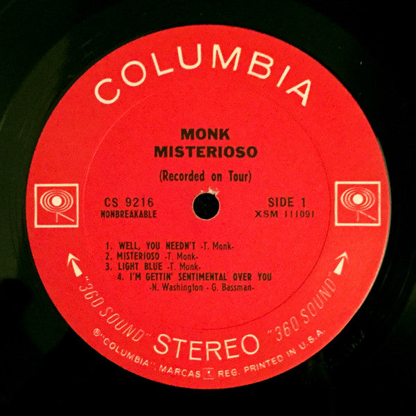 Thelonious Monk : Misterioso (Recorded On Tour) (LP,Album,Stereo)