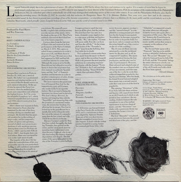 Leopold Stokowski Conducts Georges Bizet, National Philharmonic Orchestra : Carmen Suites 1 And 2 / L'Arlésienne Suites 1 And 2 (LP,Album,Stereo)