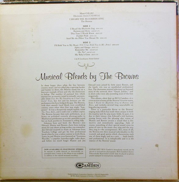 Browns (3), The : I Heard The Bluebirds Sing (LP,Album,Stereo)