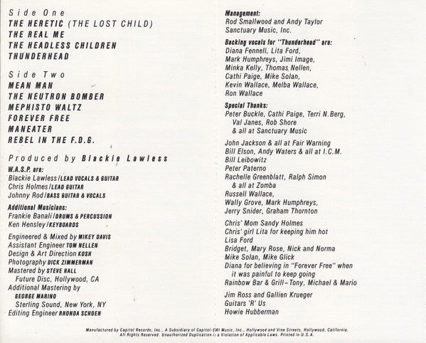 W.A.S.P. : The Headless Children (Album)