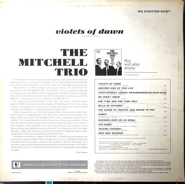 Mitchell Trio, The : Violets Of Dawn (LP,Album,Mono)