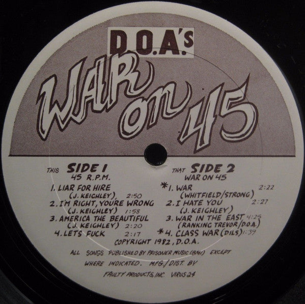D.O.A. (2) : War On 45 (12",45 RPM)