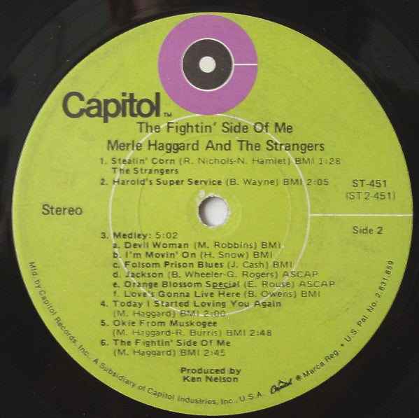 Merle Haggard With Bonnie Owens And Strangers (5), The : The Fightin' Side Of Me (LP,Album,Stereo)