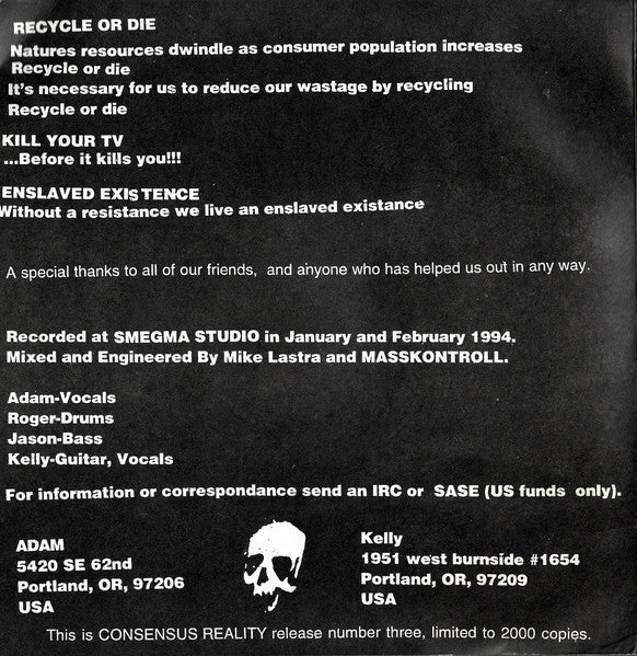 Masskontroll : Recycle Or Die (7",33 ⅓ RPM,Single Sided,Limited Edition,Stereo)