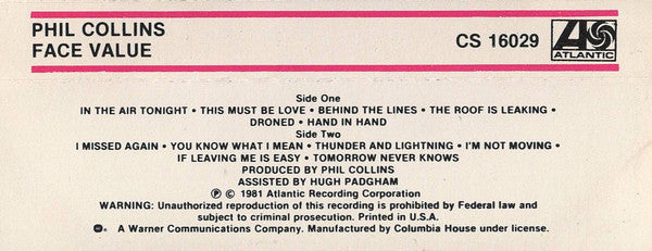 Phil Collins : Face Value (Album,Club Edition)