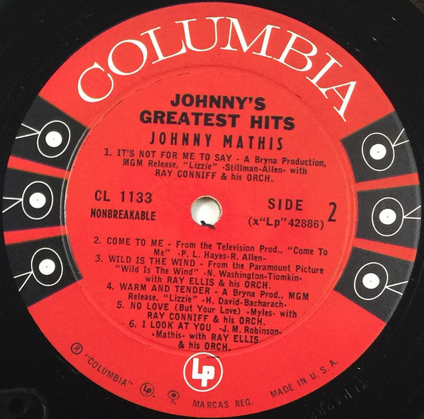 Johnny Mathis : Johnny's Greatest Hits (LP,Compilation,Mono)