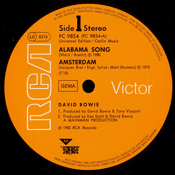 David Bowie : Alabama Song / Amsterdam / Space Oddity (12",45 RPM,Single,Stereo)