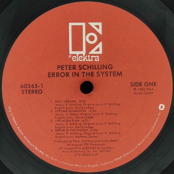 Peter Schilling : Error In The System (LP,Album,Stereo)
