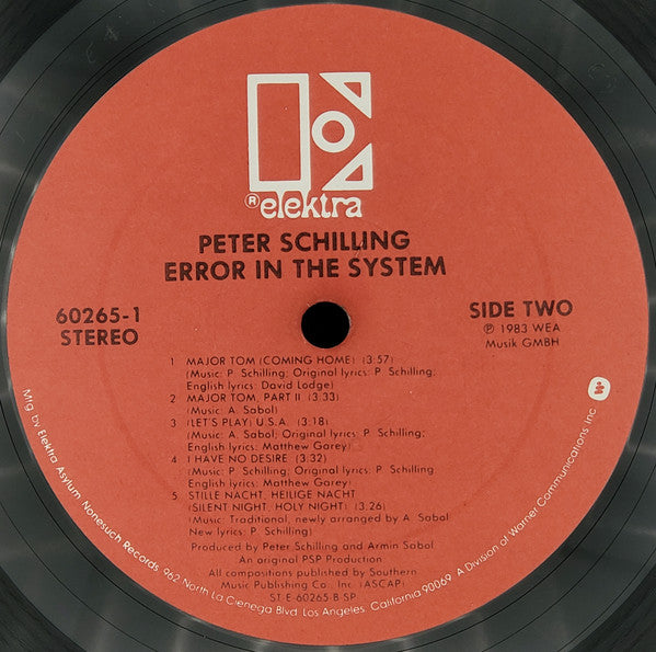 Peter Schilling : Error In The System (LP,Album,Stereo)