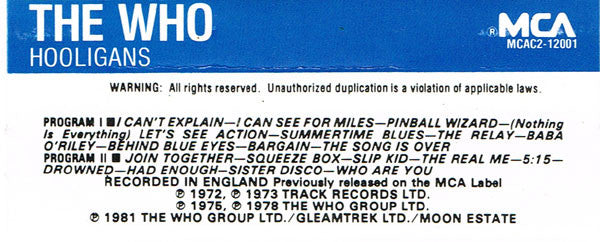 Who, The : Hooligans (Compilation)