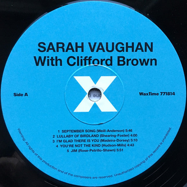 Sarah Vaughan : Sarah Vaughan With Clifford Brown (LP,Album,Limited Edition,Reissue,Remastered)