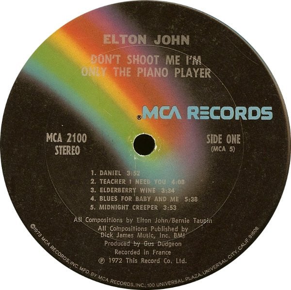Elton John : Don't Shoot Me I'm Only The Piano Player (LP,Album,Reissue)