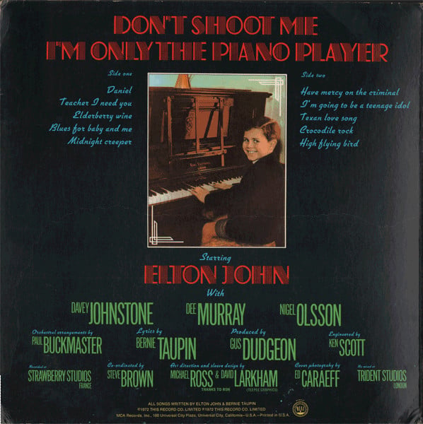 Elton John : Don't Shoot Me I'm Only The Piano Player (LP,Album,Reissue)