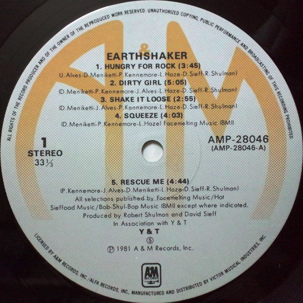 Y & T : Earthshaker (LP,Album)