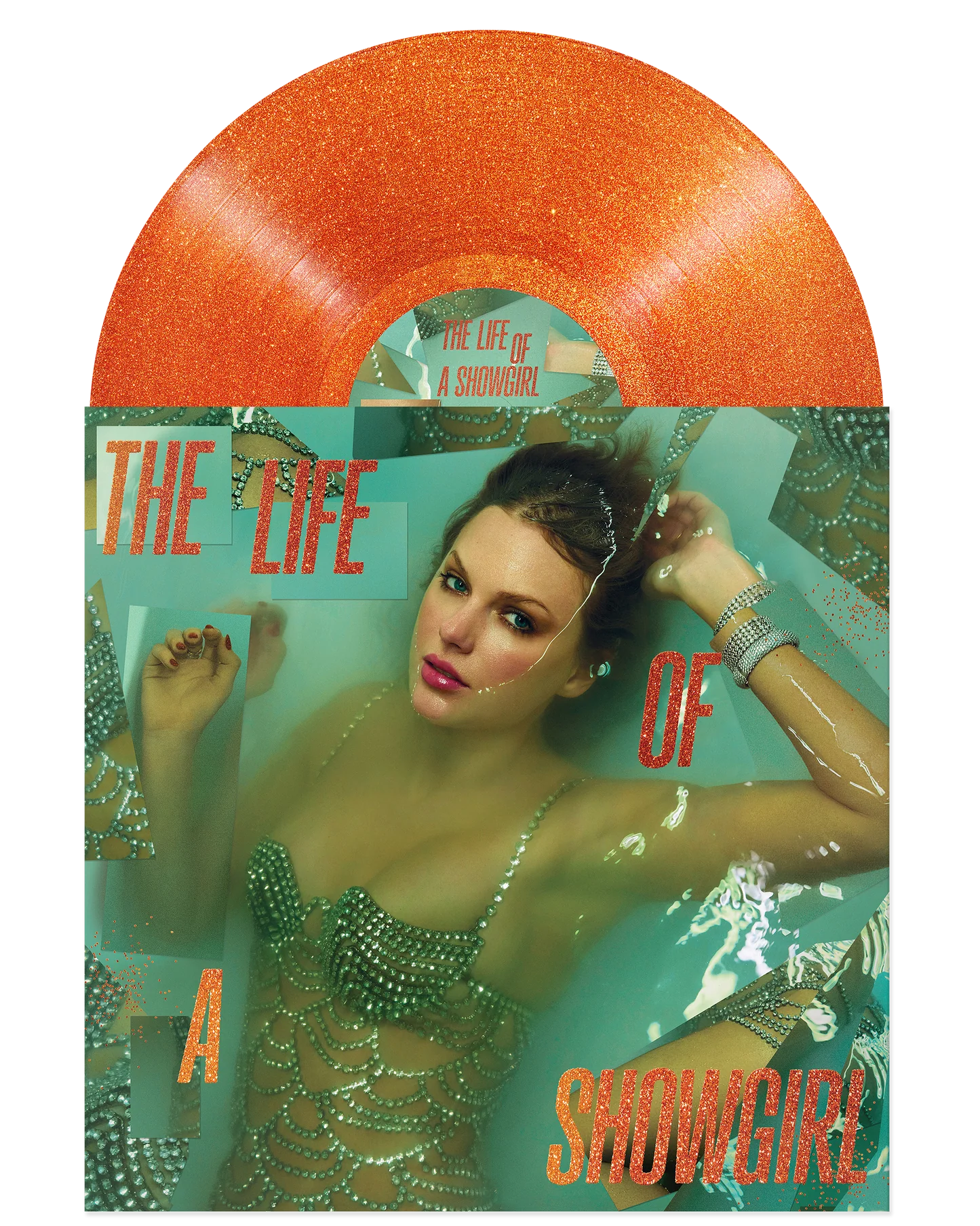 TAYLOR SWIFT THE LIFE OF A SHOWGIRL: SWEAT AND VANILLA PERFUME PORTOFINO ORANGE GLITTER VINYL