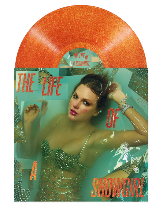 TAYLOR SWIFT THE LIFE OF A SHOWGIRL: SWEAT AND VANILLA PERFUME PORTOFINO ORANGE GLITTER VINYL