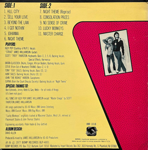 Iggy Pop & James Williamson : Kill City (LP,Album,Limited Edition,Stereo)