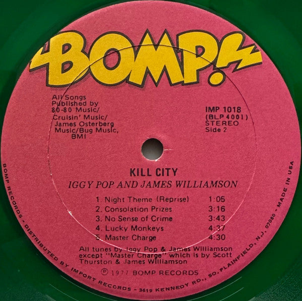 Iggy Pop & James Williamson : Kill City (LP,Album,Limited Edition,Stereo)