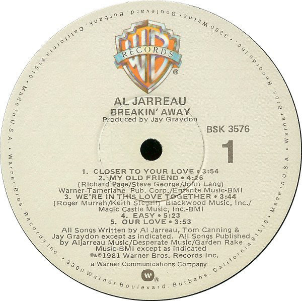 Al Jarreau : Breakin' Away (LP,Album)