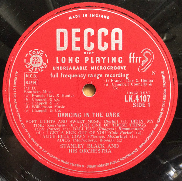 Stanley Black & His Orchestra : Dancing In The Dark (LP,Album)
