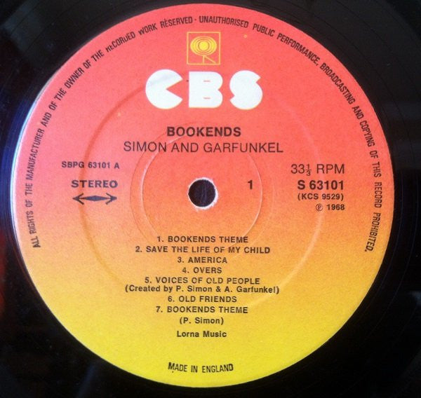 Simon & Garfunkel : Bookends (LP,Album,Reissue)