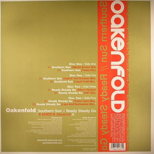 Paul Oakenfold : Southern Sun / Ready Steady Go (12",33 ⅓ RPM)