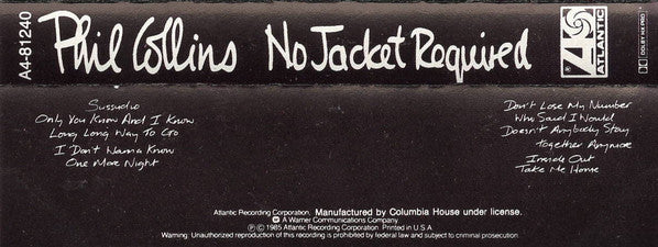Phil Collins : No Jacket Required (Album,Club Edition)