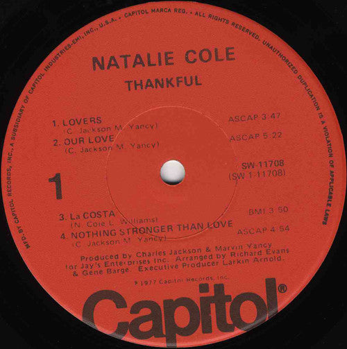 Natalie Cole : Thankful (LP,Album)