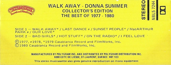 Donna Summer : Walk Away Collector's Edition (The Best Of 1977-1980) (Compilation)