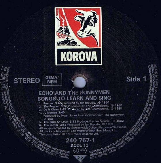 Echo & The Bunnymen : Songs To Learn & Sing (LP,Compilation,Stereo)