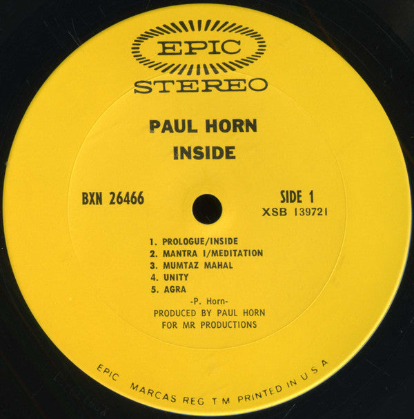 Paul Horn : Inside (LP,Album,Stereo)
