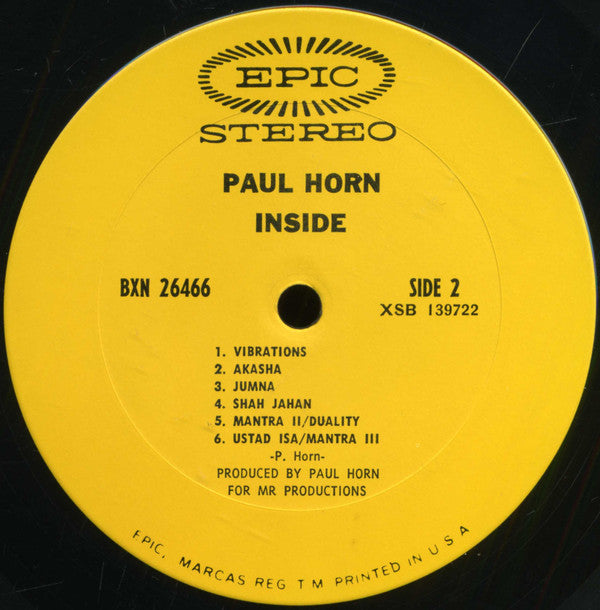 Paul Horn : Inside (LP,Album,Stereo)