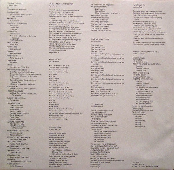 John Lennon & Yoko Ono : Double Fantasy (LP,Album)