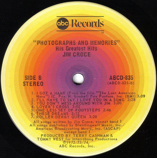 Jim Croce : Photographs & Memories (His Greatest Hits) (LP,Compilation)