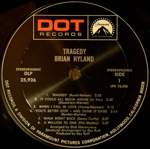 Brian Hyland : Tragedy - A Million To One (LP,Album)