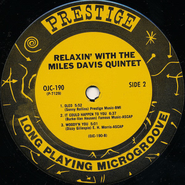 Miles Davis Quintet, The : Relaxin' With The Miles Davis Quintet (LP,Album,Reissue,Mono)
