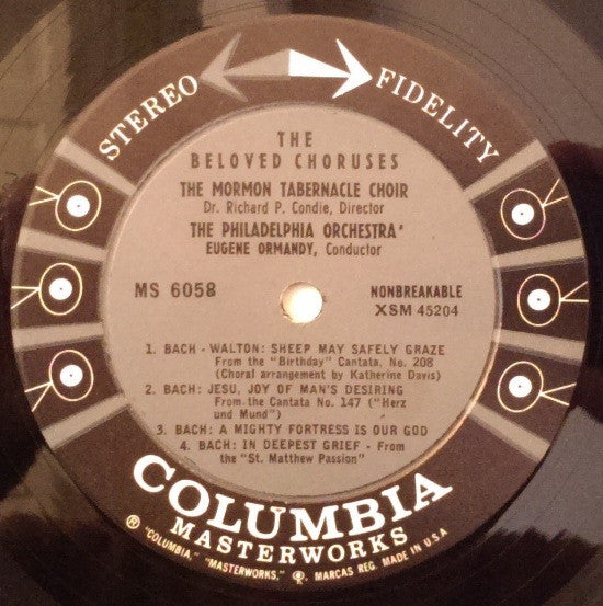 Mormon Tabernacle Choir, Richard P. Condie - Philadelphia Orchestra, The, Eugene Ormandy : The Beloved Choruses (LP,Album,Stereo)
