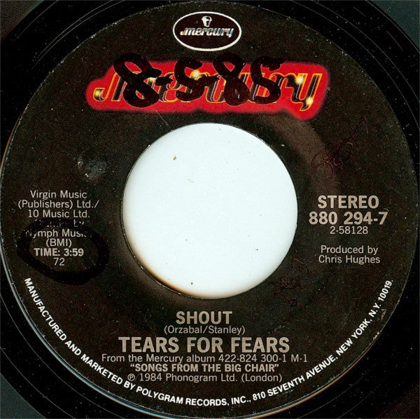 Tears For Fears : Shout (7",45 RPM,Single,Styrene)