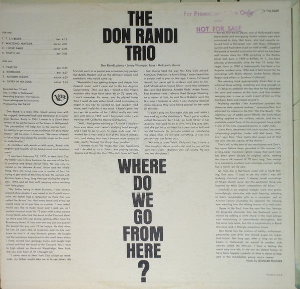 Don Randi Trio : Where Do We Go From Here? (LP)