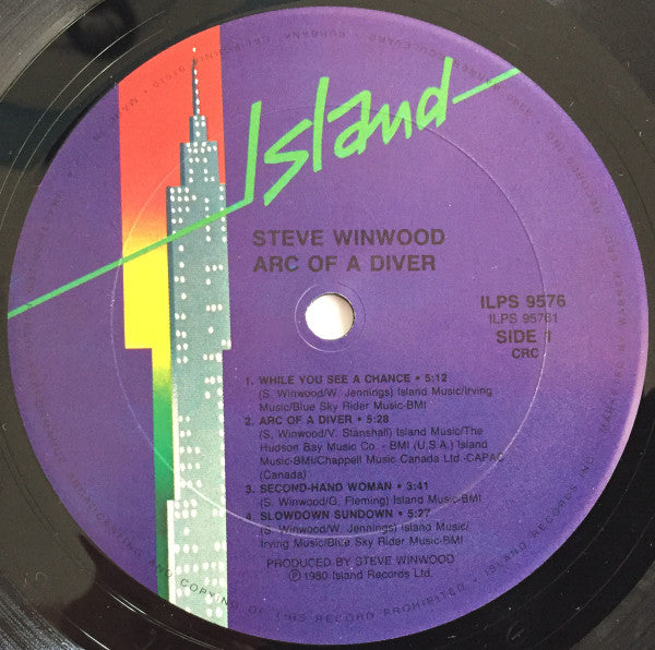 Steve Winwood : Arc Of A Diver (LP,Album,Club Edition,Repress,Stereo)