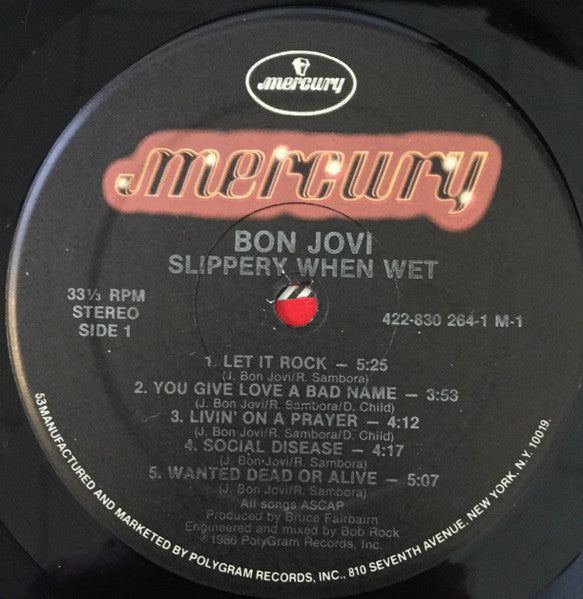 Bon Jovi : Slippery When Wet (LP,Album,Stereo)