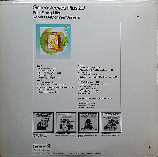 Robert DeCormier Singers, The : Greensleeves Plus 20 Folk Song Hits (LP)