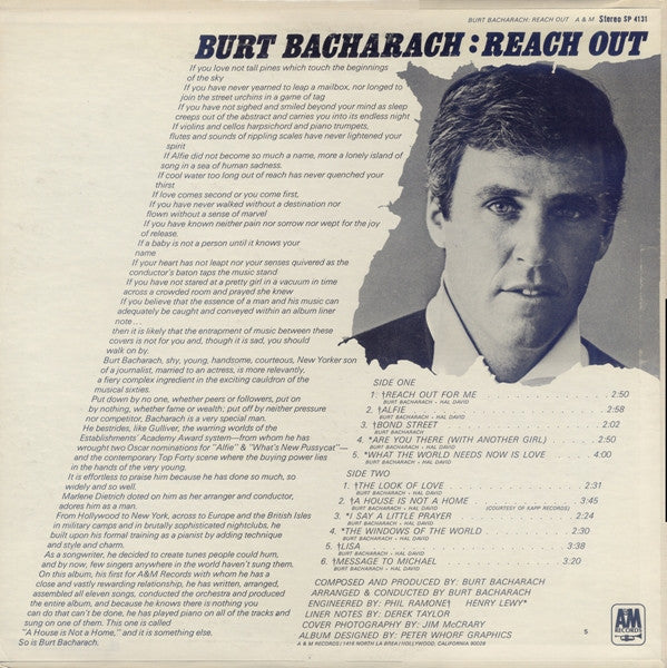 Burt Bacharach : Reach Out (LP,Album,Stereo)