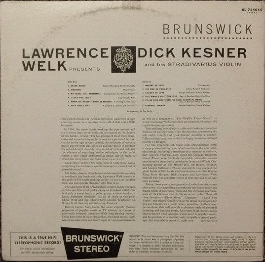 Lawrence Welk Presents Dick Kesner : Lawrence Welk Presents Dick Kesner And His Stradivarius Violin (LP,Album,Stereo)