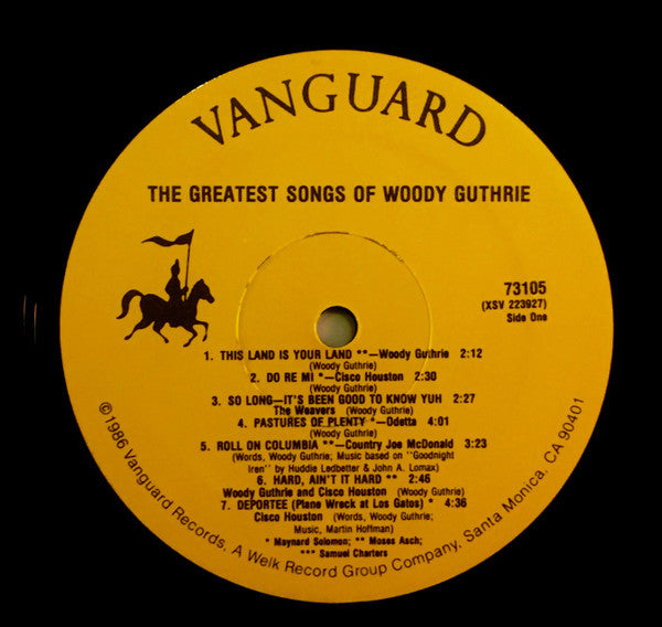 Various : The Greatest Songs Of Woody Guthrie (LP,Compilation,Reissue)