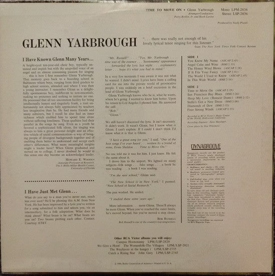 Glenn Yarbrough : Time To Move On (LP,Album,Mono)