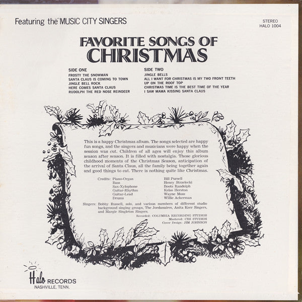 Music City Singers, The : Favorite Songs Of Christmas (LP,Album)